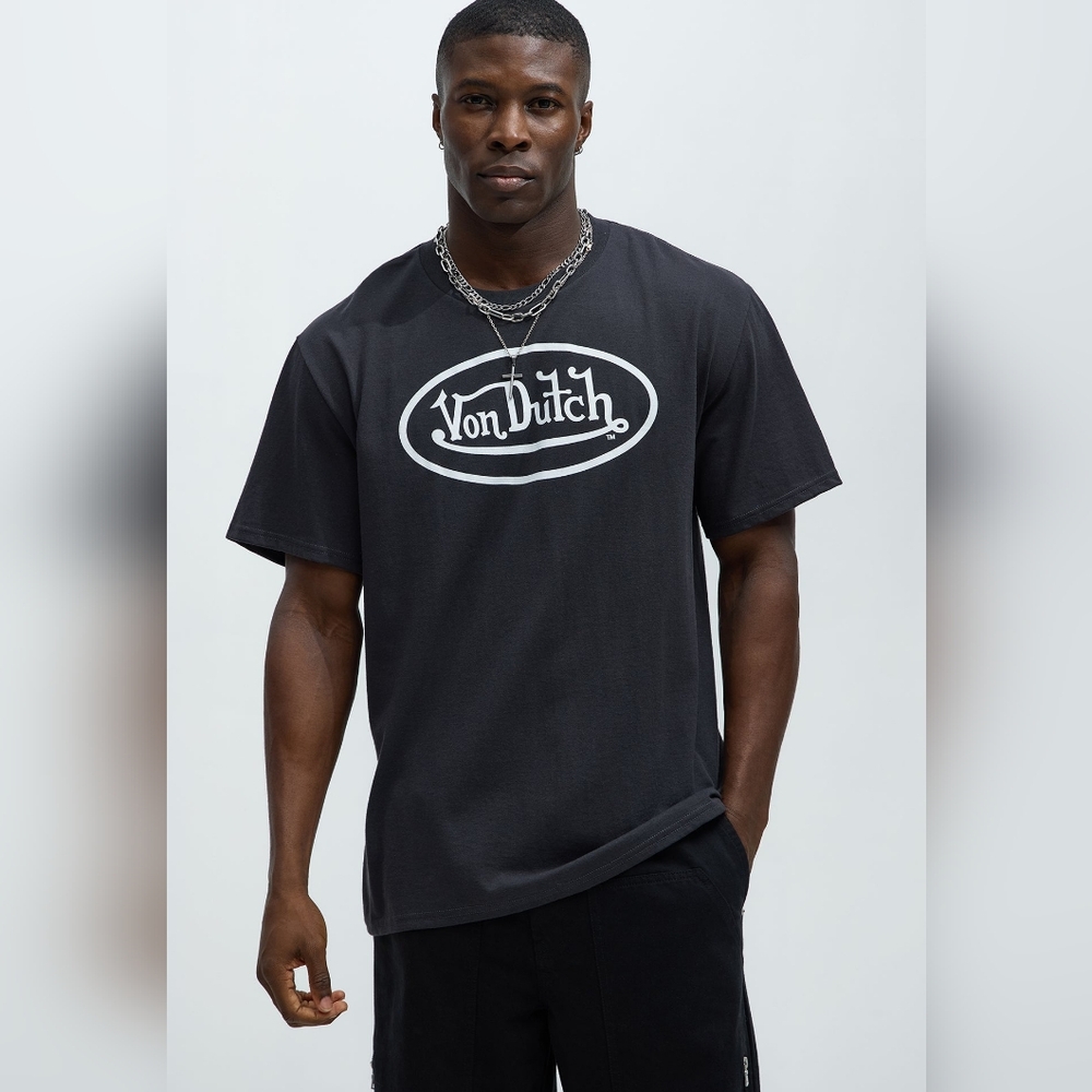 Von Dutch Mens Charcoal Short Sleeve Tee Vintage Y2K Size XL